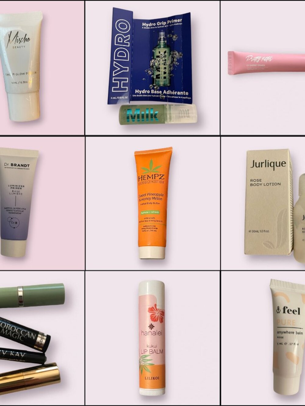 Bundle of Mini Primers, Lotions, Lipstick, Lip Balm, Lip Moisturizer/Conditioner